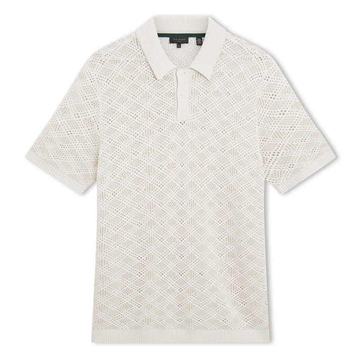 Ted Baker Men's Cream Ss Geo Short Sleeve Polo Shirt in Size L, Sports Direct