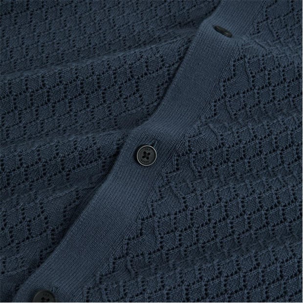 MID-NAVY - Ted Baker - Men's SS Crochet Short Sleeve Polo Shirt