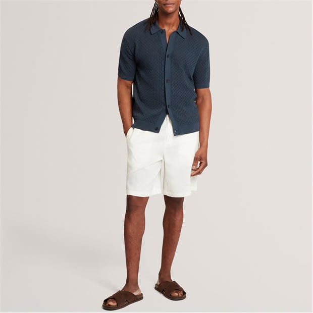 MID-NAVY - Ted Baker - Men's SS Crochet Short Sleeve Polo Shirt