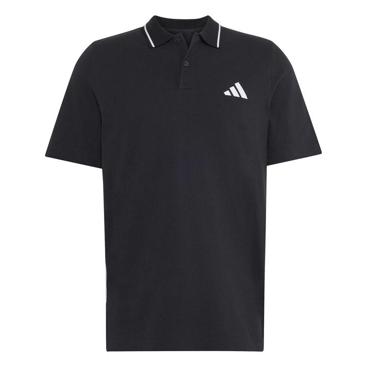 Adidas Men' Black Essentials Cotton 3-Stripes Polo Shirt in Size S, Sports Direct