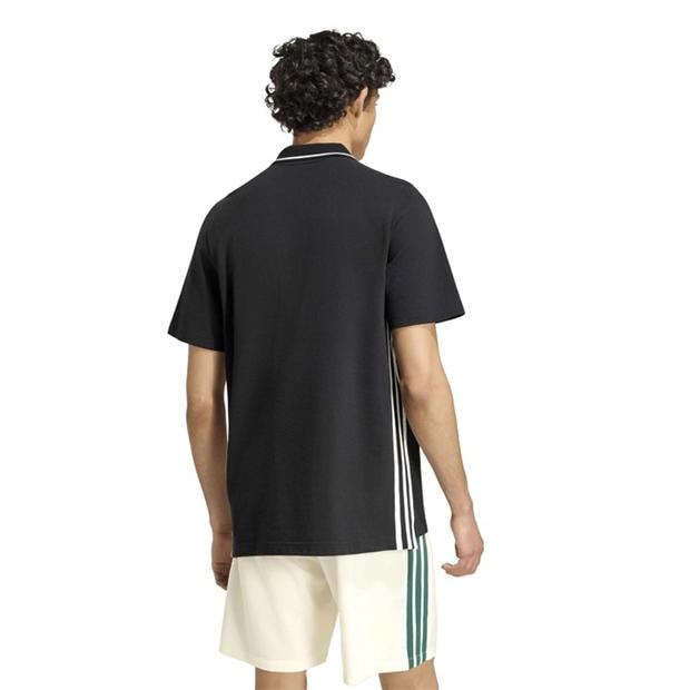 Black/White - adidas - Essentials Mens Cotton 3-Stripes Polo Shirt