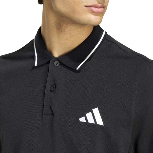 Black/White - adidas - Essentials Mens Cotton 3-Stripes Polo Shirt