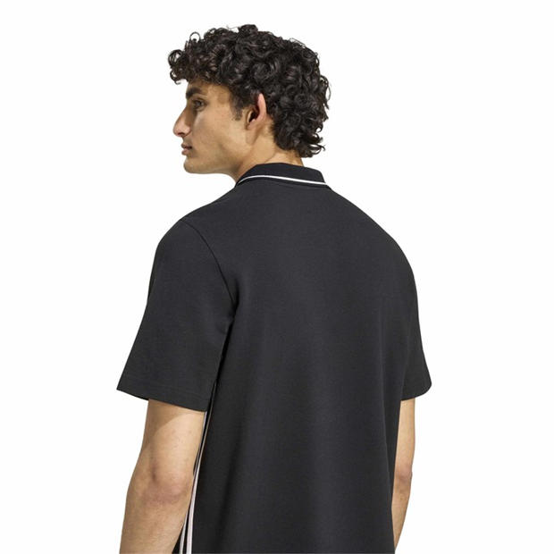Black/White - adidas - Essentials Mens Cotton 3-Stripes Polo Shirt