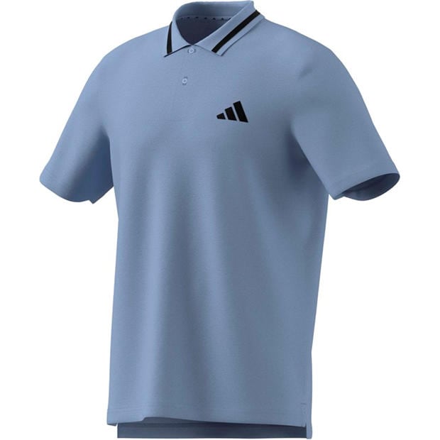 Glow Blue - adidas - Essentials Mens Cotton 3-Stripes Polo Shirt