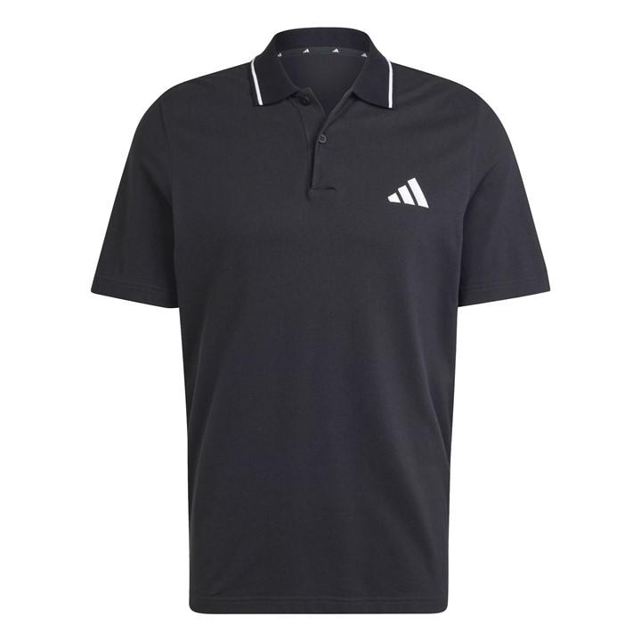 Adidas Men's Black Essentials Cotton 3-Stripes Polo Shirt in Size L, Sports Direct