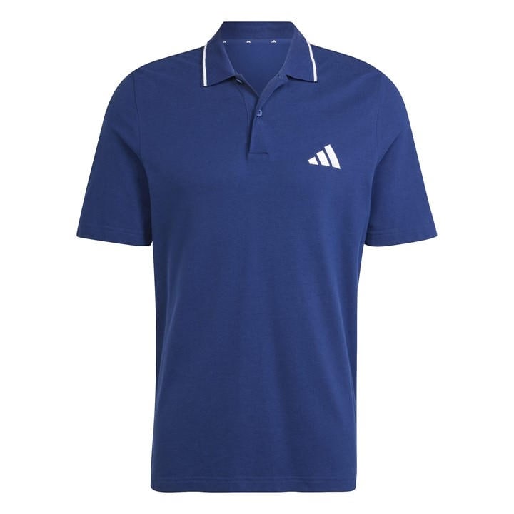 adidas Mens Cotton 3-Stripes Polo Shirt - Blue