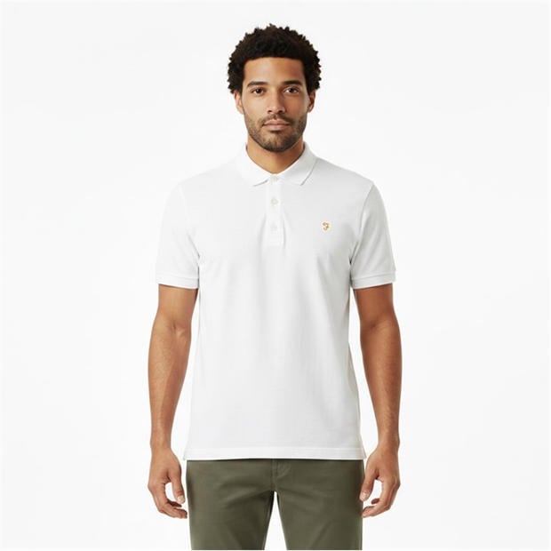 White 104 - Farah - Men's Emerson Short Sleeve Polo Shirt