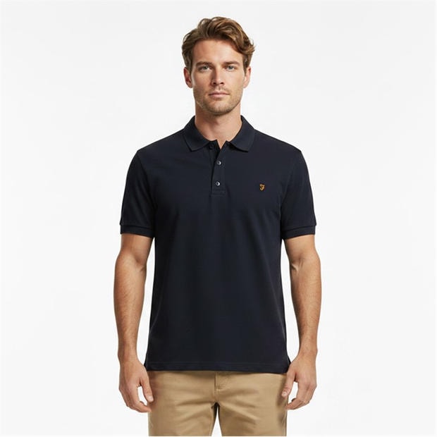 True Navy 412 - Farah - Men's Emerson Short Sleeve Polo Shirt
