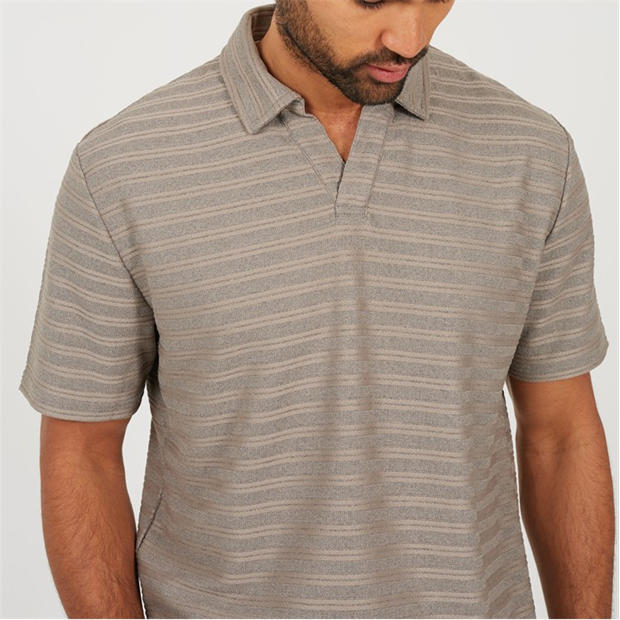Brown/Grey - Brave Soul - Men's Trophy Polo Neck Short Sleeve Shirt
