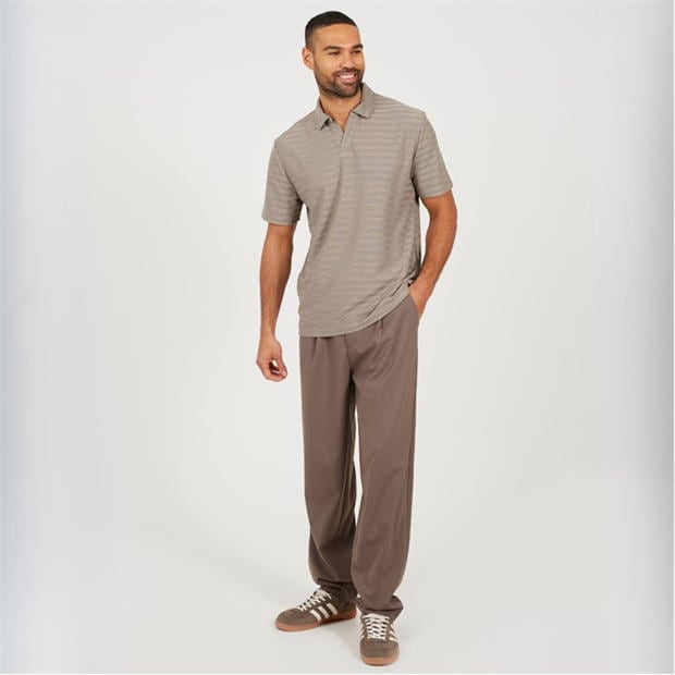 Brown/Grey - Brave Soul - Men's Trophy Polo Neck Short Sleeve Shirt