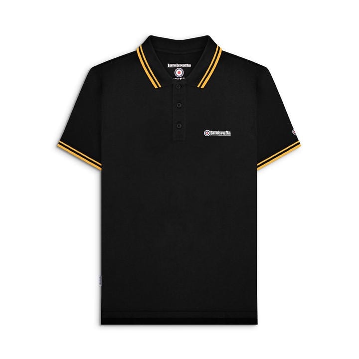 Lambretta Men's Black Twin Tipped Polo in Size M, Sports Direct