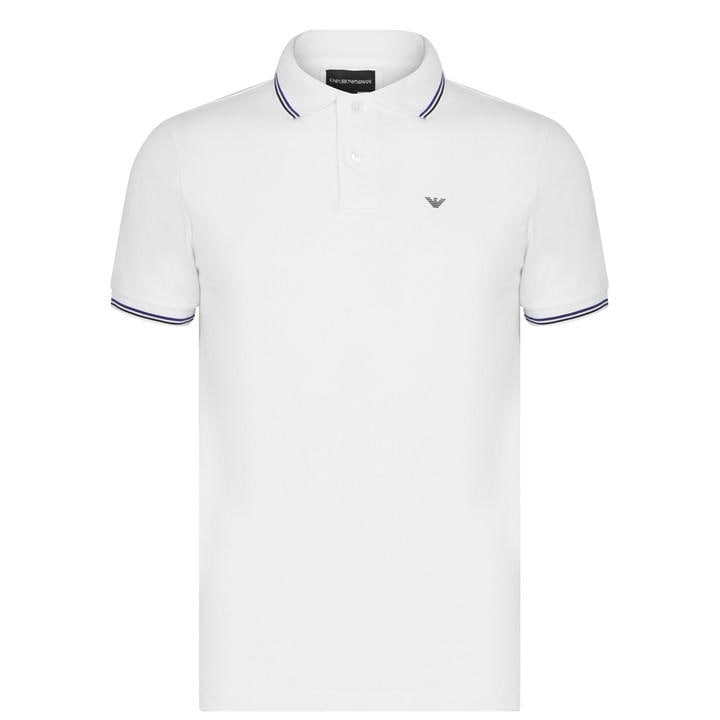 Emporio Armani Men's White Regular Fit Polo Shirt in Size XL, Sports Direct