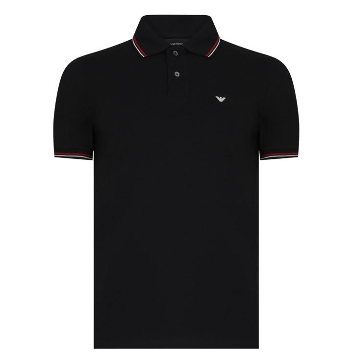 Emporio Armani Men's Black Regular Fit Polo Shirt in Size XL, Sports Direct