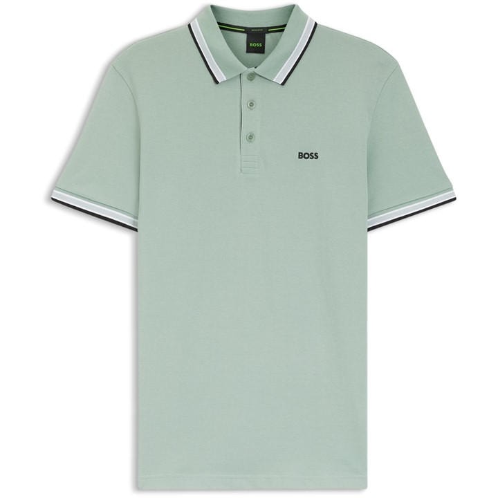 Boss Men's Green Paddy Polo Shirt With Contrast Tipping in Size XL, Sports Direct