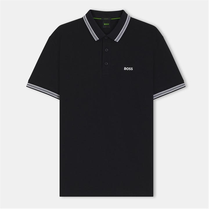 Boss Men' Blue Green Paddy Polo Shirt With Contrast Tipping in Size S, Sports Direct