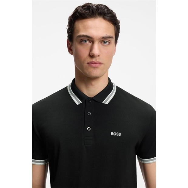 Black - Boss - Mens BOSS GREEN Paddy Polo Shirt with Contrast Tipping