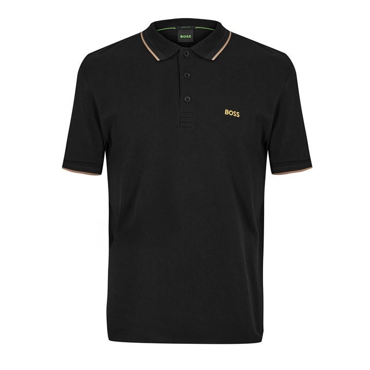 Boss Men's Black Green Paddy Polo Shirt With Contrast Tipping in Size 4XL, Sports Direct