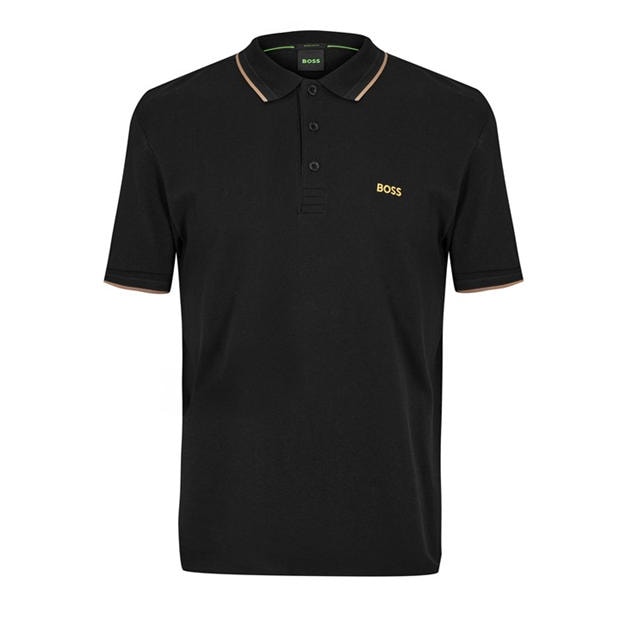 Black/Gold 002 - Boss - Mens BOSS GREEN Paddy Polo Shirt with Contrast Tipping