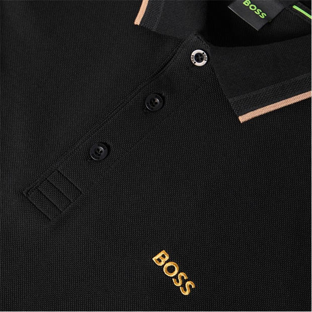 Black/Gold 002 - Boss - Mens BOSS GREEN Paddy Polo Shirt with Contrast Tipping