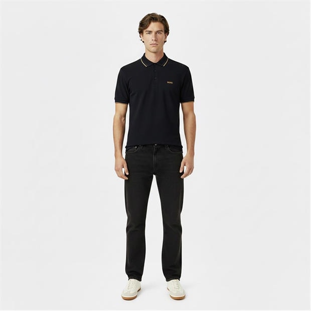 Black/Gold 002 - Boss - Mens BOSS GREEN Paddy Polo Shirt with Contrast Tipping