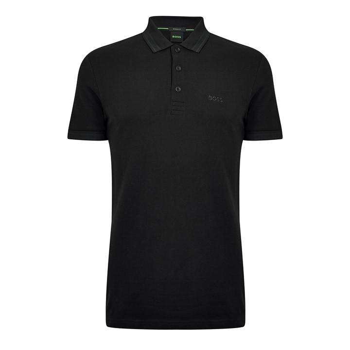 Boss Men's Black Green Paddy Polo Shirt With Contrast Tipping in Size 3XL, Sports Direct