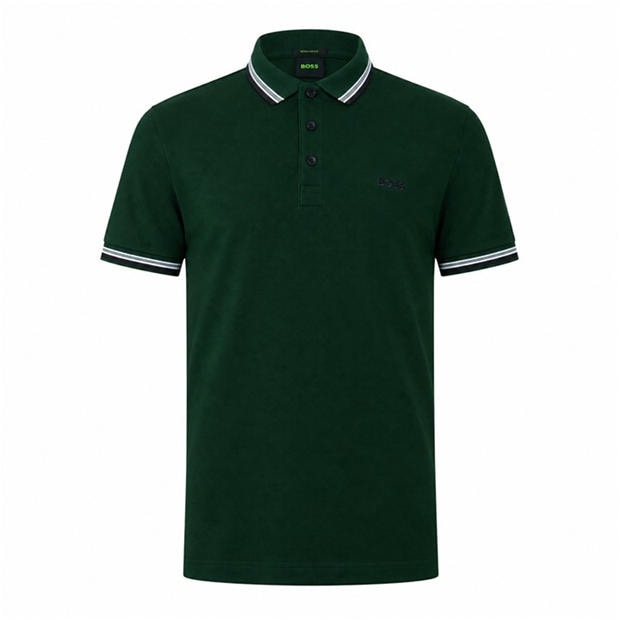 Dark Green 348 - Boss - Mens BOSS GREEN Paddy Polo Shirt with Contrast Tipping