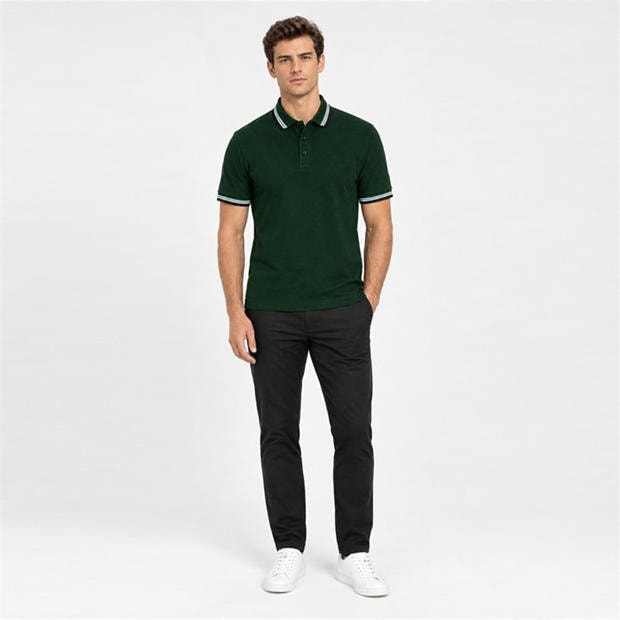 Dark Green 348 - Boss - Mens BOSS GREEN Paddy Polo Shirt with Contrast Tipping