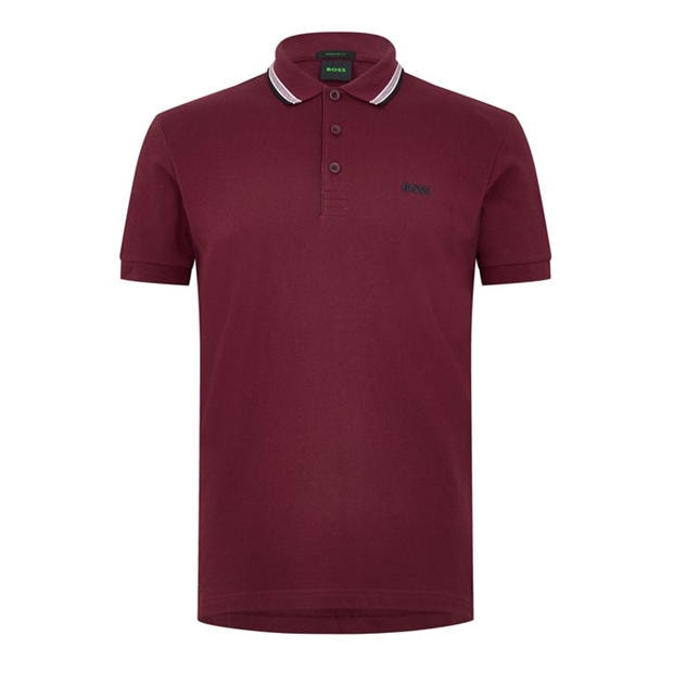 Burgundy 654 - Boss - Mens BOSS GREEN Paddy Polo Shirt with Contrast Tipping