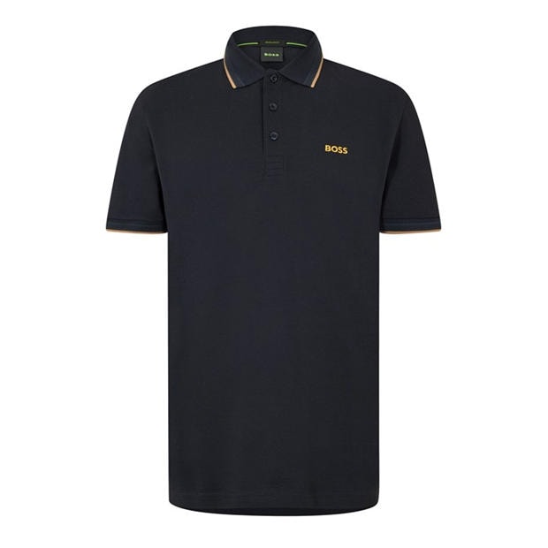 Black/Gold 002 - Boss - Mens BOSS GREEN Paddy Polo Shirt with Contrast Tipping