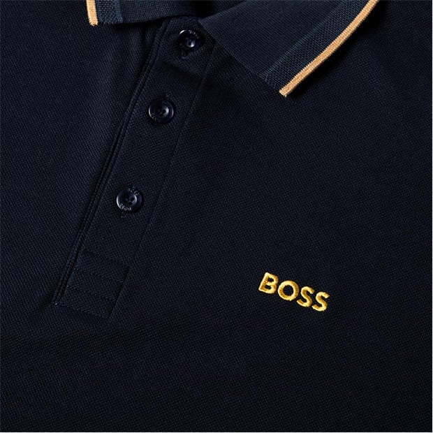 Navy/Gold - Boss - Mens BOSS GREEN Paddy Polo Shirt with Contrast Tipping