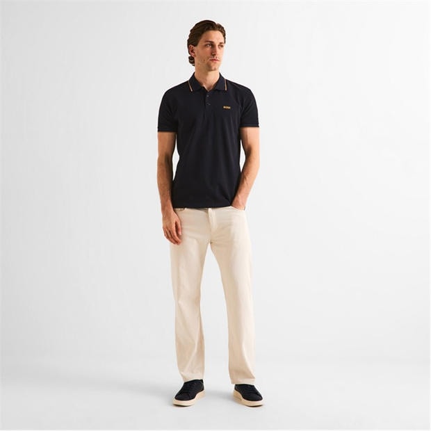 Navy/Gold - Boss - Mens BOSS GREEN Paddy Polo Shirt with Contrast Tipping