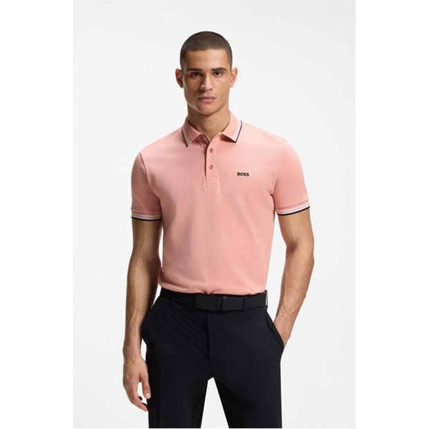 Pink 686 - Boss - Mens BOSS GREEN Paddy Polo Shirt with Contrast Tipping