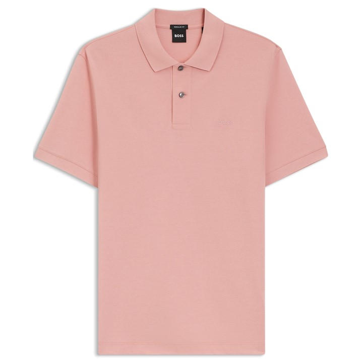 Boss Men's Pink Black Pallas Polo Iconic Logo Embroidered Shirt in Size M, Sports Direct
