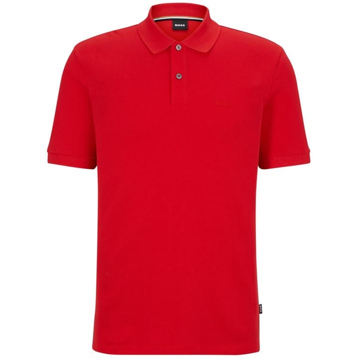 Boss Men's Red Black Pallas Polo Iconic Logo Embroide Shirt in Size 2XL, Sports Direct