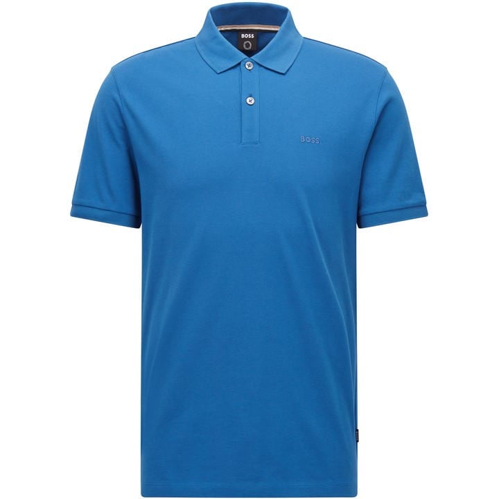 Boss Men's Blue Black Pallas Polo Iconic Logo Embroidered Shirt in Size 2XL, Sports Direct