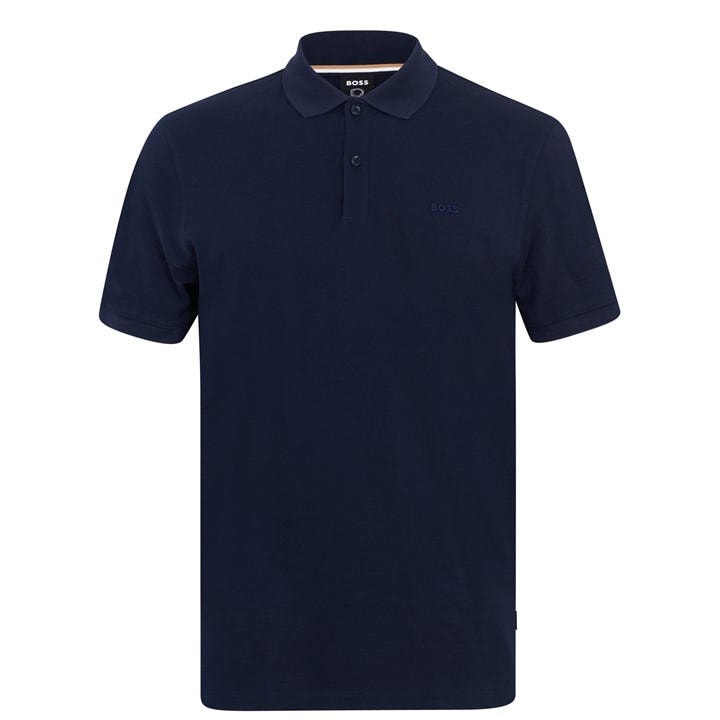 Boss Men's Blue Black Pallas Polo Iconic Logo Embroidered Shirt in Size M, Sports Direct