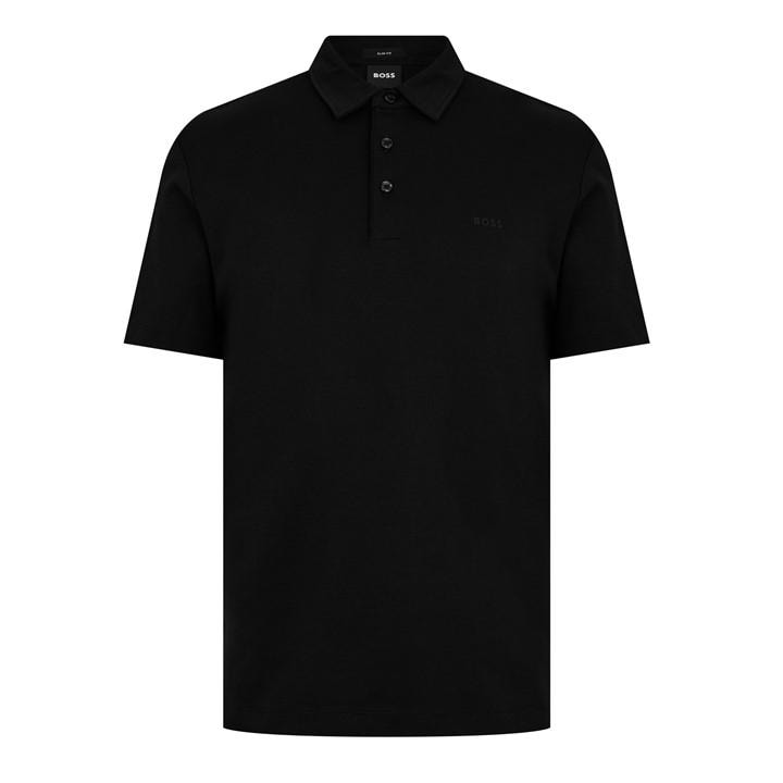 Boss Men's Black Short Sleeve Polo Shirt With Logo Detail - Slim Fit in Size L, Sports Direct