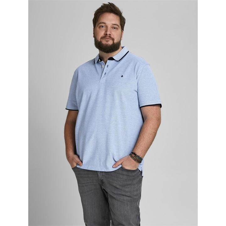 Jack And Jones Men's Blue Jack Paulos Tipped Pique Short Sleeve Polo Shirt Plus Size in Size XL, Sports Direct