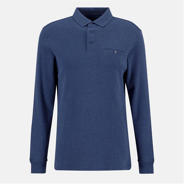 Barbour Men's Blue Farmwell Tailored Long-Sleeved Polo Shirt in Size L, Sports Direct