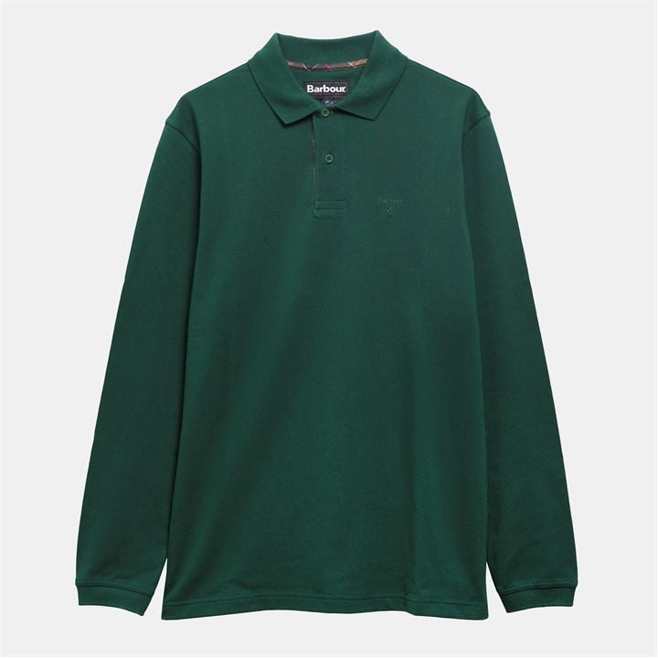 Barbour Men' Green Essentials Long Sleeve Polo Shirt in Size S, Sports Direct