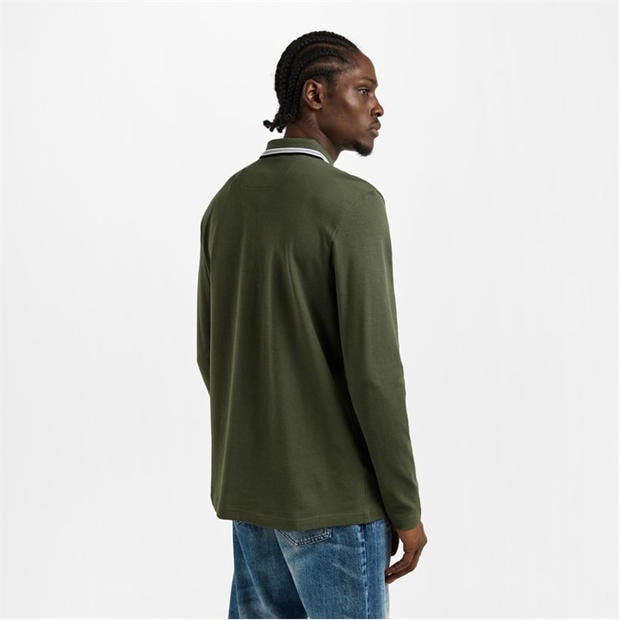 Dark Beige 257 - Boss - Mens BOSS GREEN Plisy Long Sleeve Polo Shirt with Logo Detail