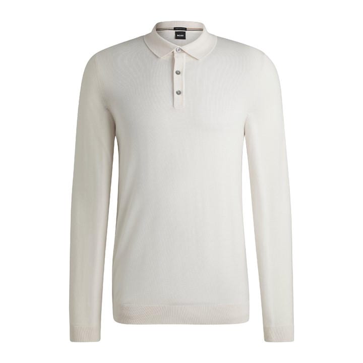 Boss Men's White Lancione Long-Sleeve Polo in Size M, Sports Direct