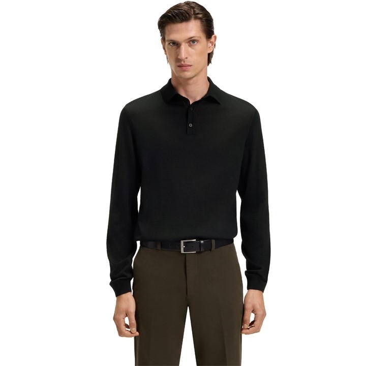 Boss Men's Black Lancione Long-Sleeve Polo in Size L, Sports Direct