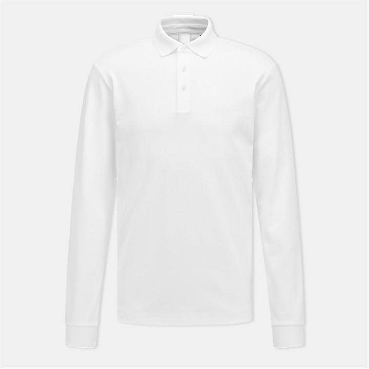 Boss Men's White Hbb Pado 30 Long-Sleeve Polo Shirt, Iconic Logo Embroidered in Size 3XL, Sports Direct