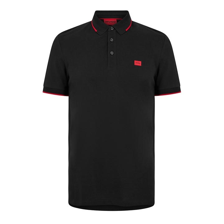 Hugo Men's Black Short-Sleeve Polo Shirt in Size L, Sports Direct