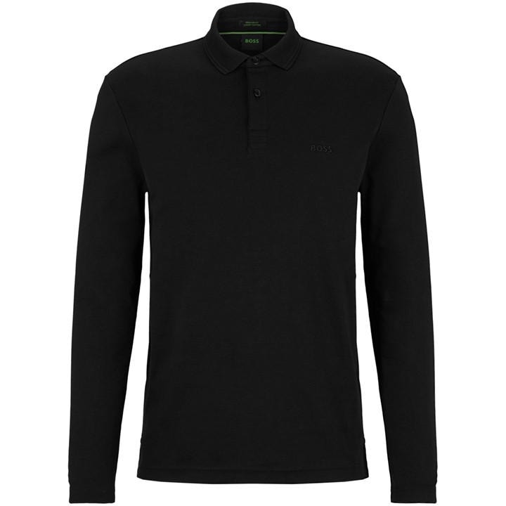 Boss Men's Black Pirol Long-Sleeve Polo Shirt, Timeless Design in Size M, Sports Direct