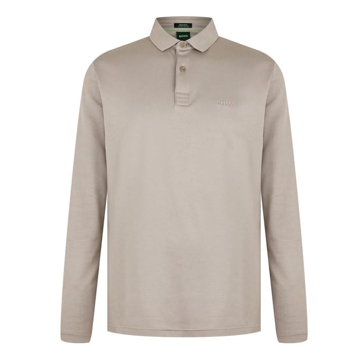 Boss Men's Green Pirol Long-Sleeve Polo Shirt, Timeless Design in Size M, Sports Direct