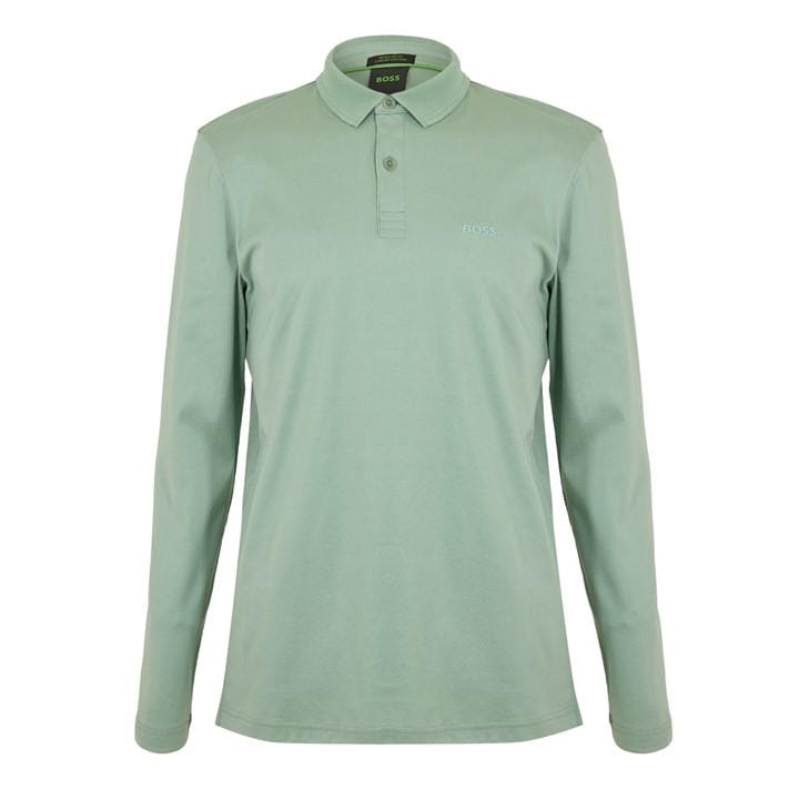 Boss Men's Green Pirol Long-Sleeve Polo Shirt, Timeless Design in Size M, Sports Direct
