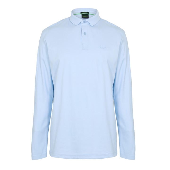 Boss Men's Blue Pirol Long-Sleeve Polo Shirt, Timeless Design in Size M, Sports Direct
