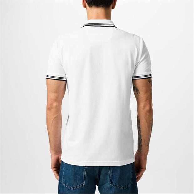 White 100 - Boss - Mens BOSS GREEN Paul Contrast Striped Trim Short Sleeve Polo Shirt